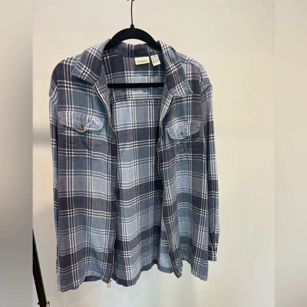 Vintage Classic elements Blue and white plaid XL like new